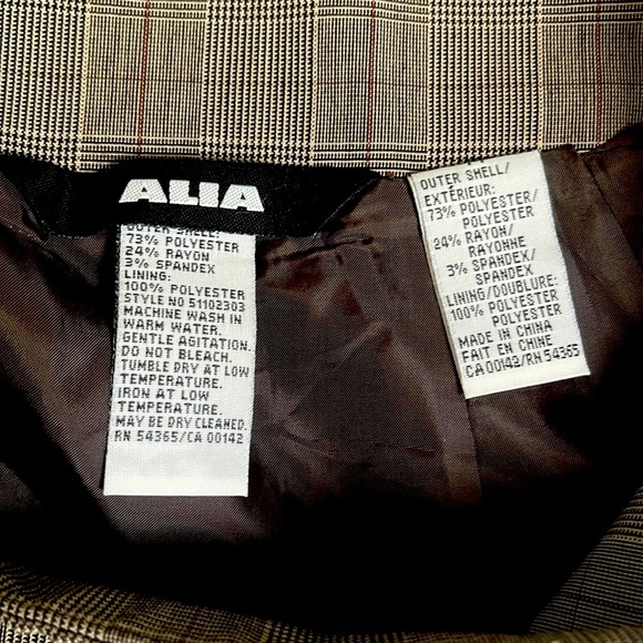 Alia Vintage Gray Plaid Back Zipper Lined Stretch Pencil Skirt Size 14 - Picture 3 of 5